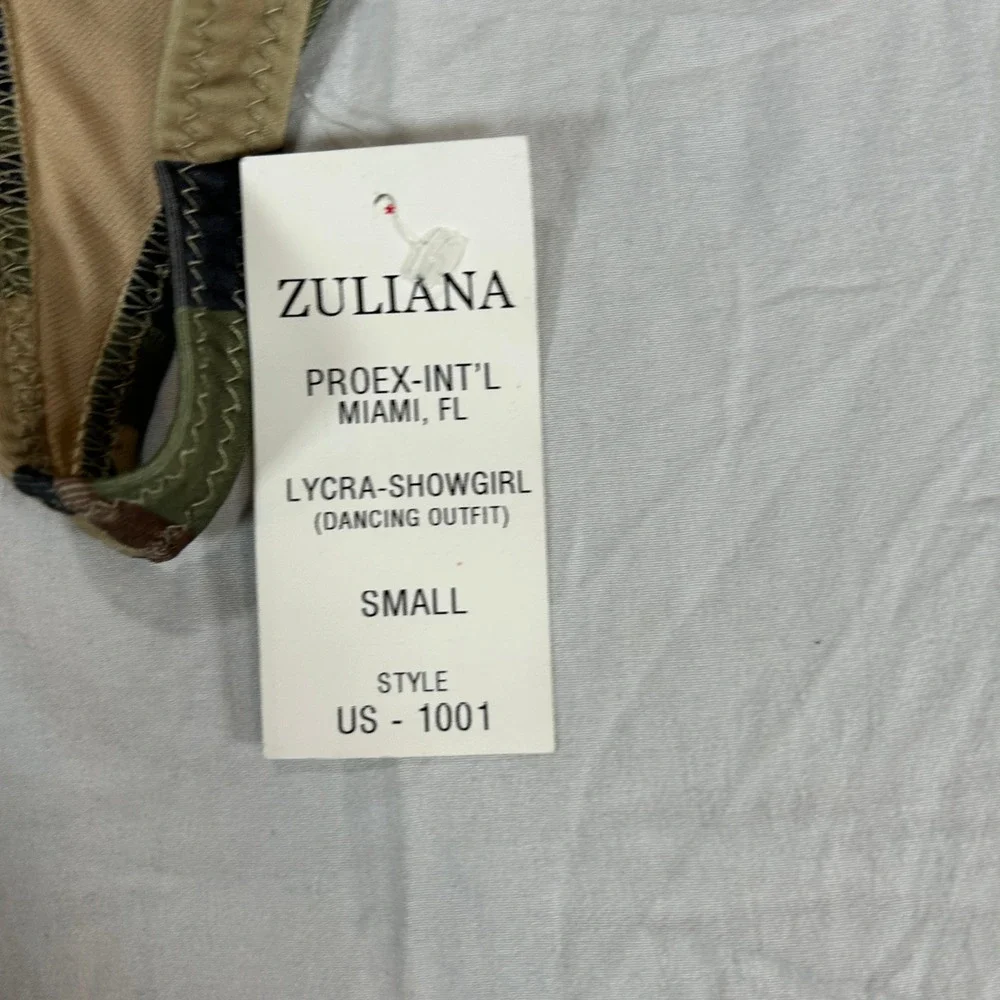 Zuliana VTG Camo Lycra Showgirl Dancing G-String Thong Small USA‎ NWT